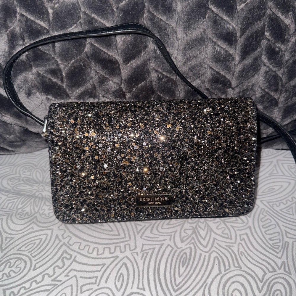 Henri Bendel Sparkling Black and Silver Clutch